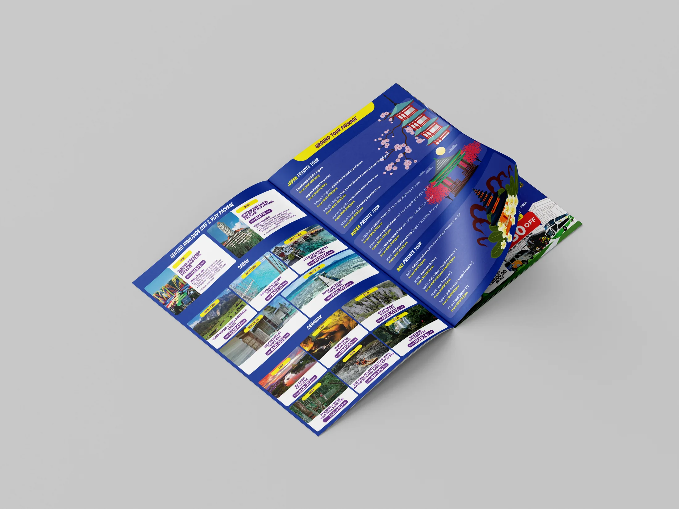 Travel brochure interior mockup